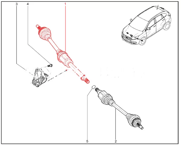 Привод правого переднего колеса в сборе (КП вариатор) для Lada XRAY
