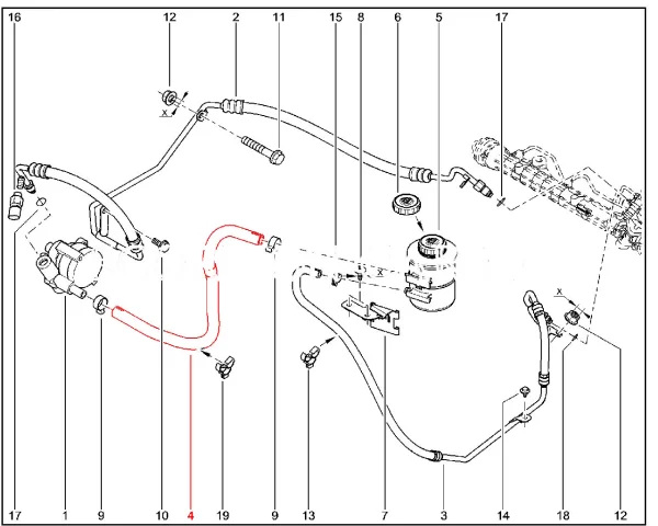 Труба подводящая насоса гидроусилителя (Renault K7M без КУ) для Lada Largus