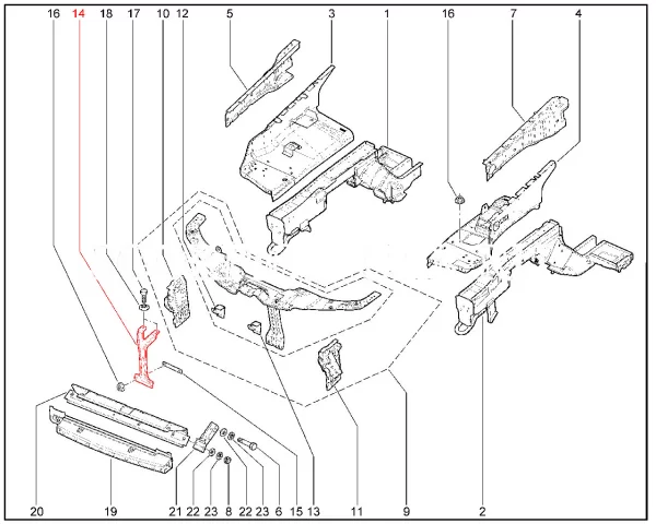 Усилитель рамки радиатора передний в сборе для Lada Niva Travel