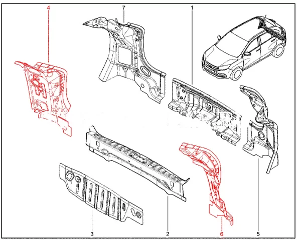 Накладка кронштейна заднего фартука для Lada XRAY