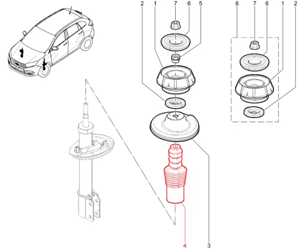 Буфер передней стойки для Lada XRAY Cross