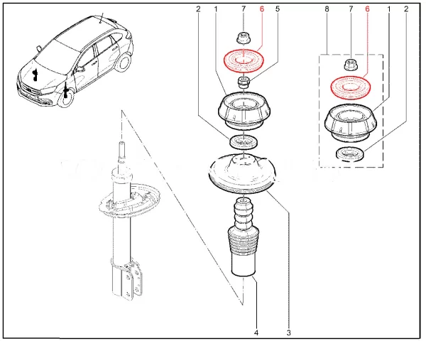 Опора амортизатора (чашка верхняя) для Lada Largus, XRAY