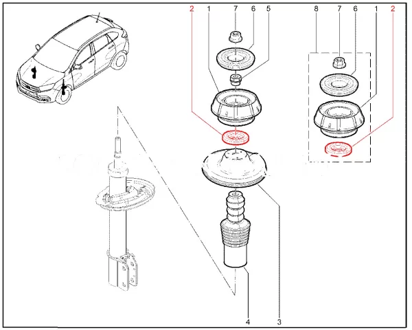 Подшипник верхней опоры телескопической стойки для Lada Largus, XRAY