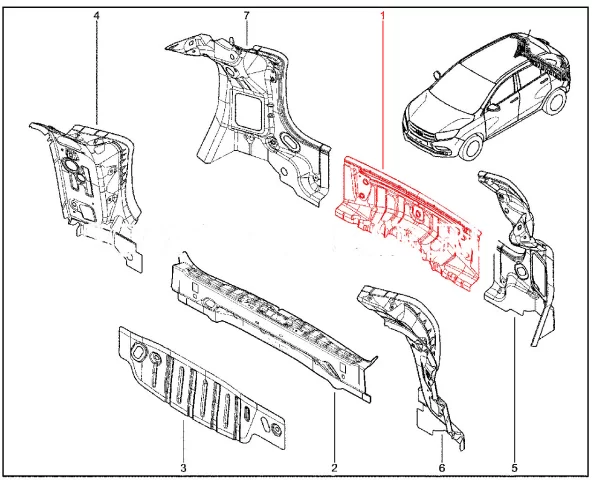 Панель задка для Lada XRAY
