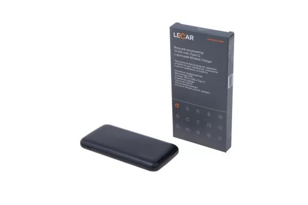 Внешний аккумулятор Lecar, 10 000mAh, Type C, с функцией Wireless charger