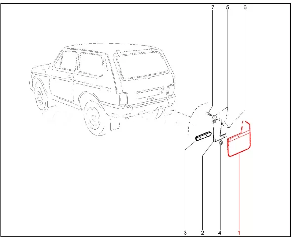 Задний брызговик (фартук) для Lada Niva Bronto