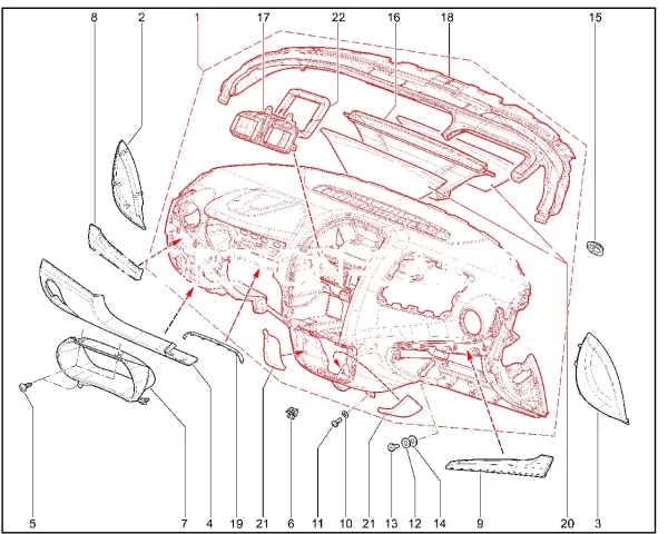 Панель приборов с воздухопроводом в сборе 8450109206 для Lada Granta FL