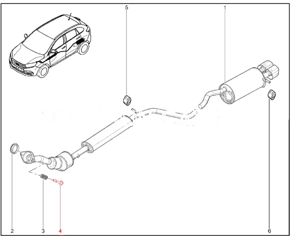 Болт крепления фланца нейтрализатора двигателя Renault для Lada Vesta, XRAY