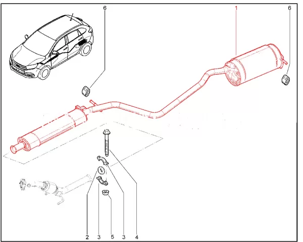 Система выпуска двигателя ВАЗ для Lada XRAY