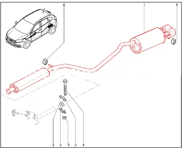 Система выпуска двигателя для Lada XRAY Cross