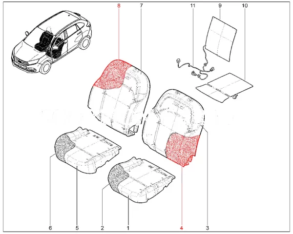 Набивка спинки переднего сиденья для Lada XRAY Cross