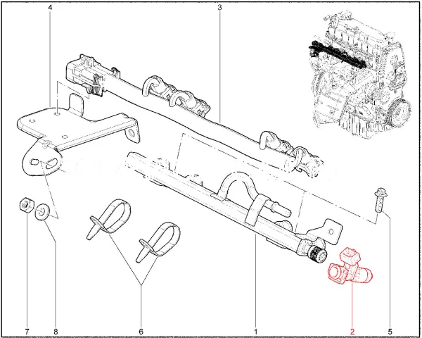 Форсунка электромагнитная с клипсой двигателя ВАЗ 11182 для Lada Granta, Largus
