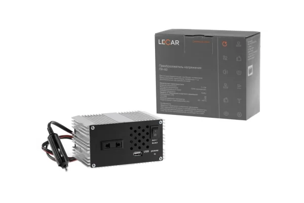 Преобразователь напряжения ПН-60, 12 - 220 В, 450 Вт, USB Lecar