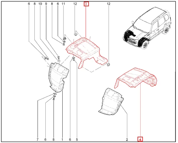 Кожух грязезащитный передний для Lada Niva Travel