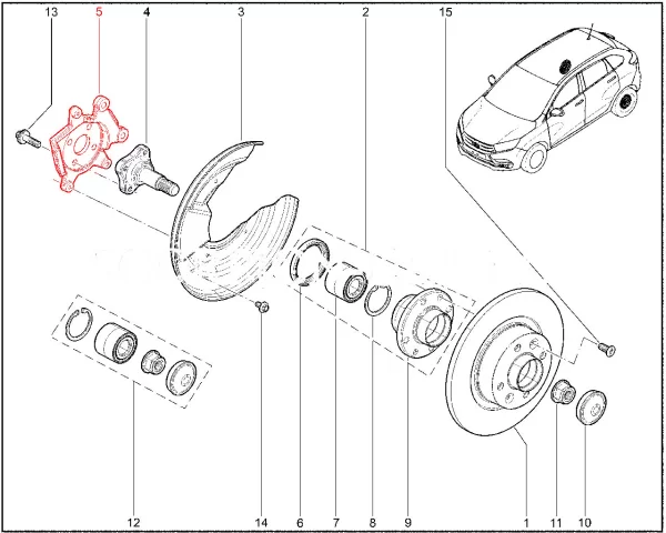 Кронштейн заднего тормоза для Lada XRAY Cross