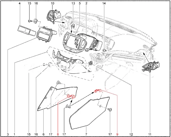 Кронштейн экрана панели приборов для Lada Vesta