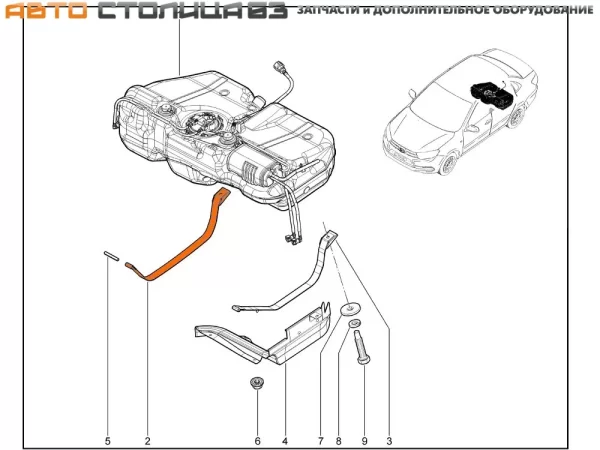 Хомут крепления топливного бака правый для Lada Granta, Kalina, Datsun