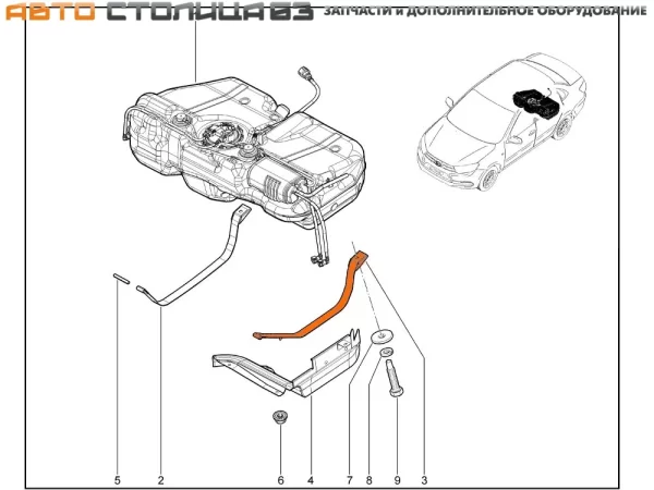 Хомут крепления топливного бака левый для Lada Granta, Kalina, Datsun