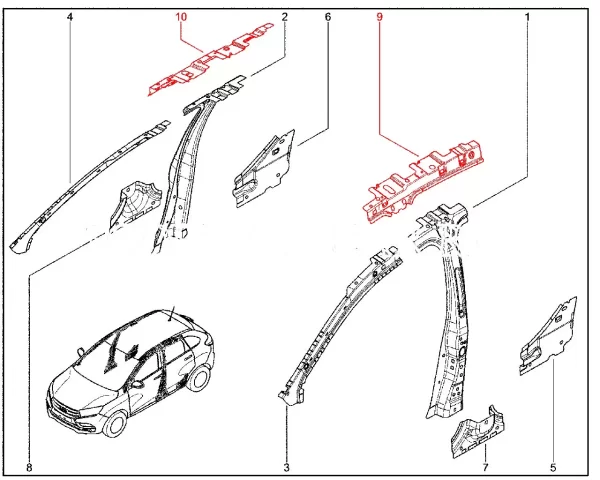 Внутренняя панель боковины для Lada XRAY