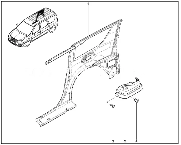 Боковина кузова задняя правая для Lada Largus Cross