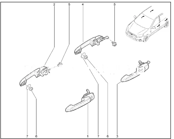 Ручка двери нового образца для Lada Granta, Kalina-2