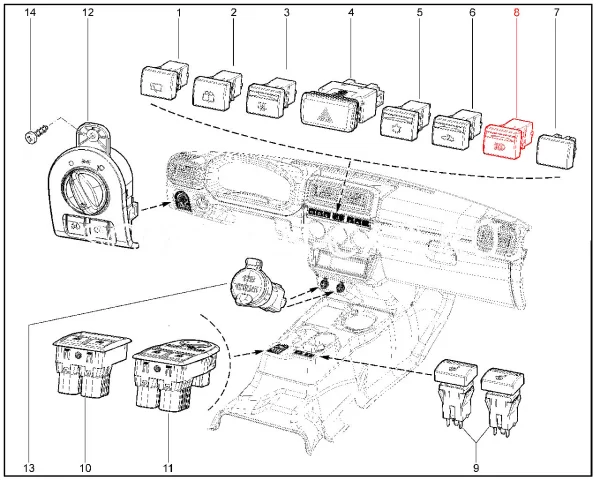 Выключатель дополнительных фар для Lada Niva Bronto