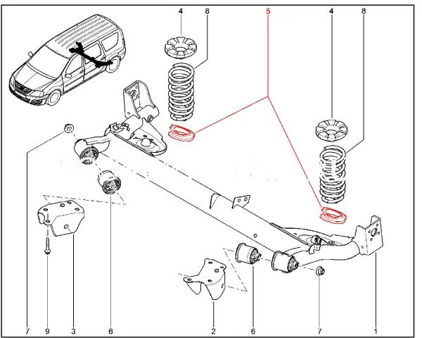 Прокладка пружины задней нижняя для Lada Largus