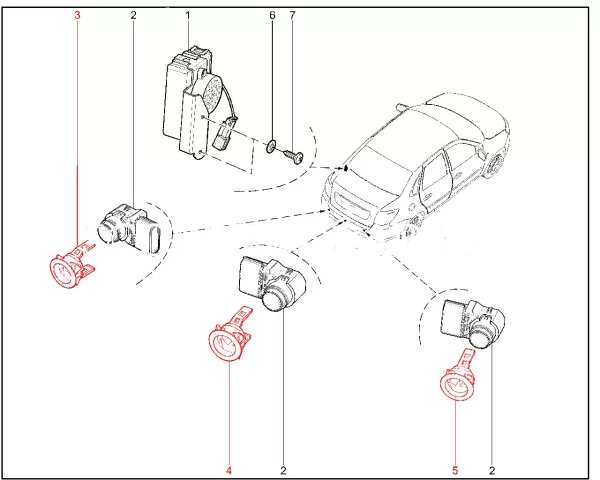 Накладка-фиксатор датчика системы парковки для Lada Granta, Kalina-2, Priora