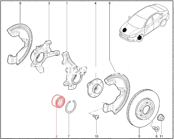 Подшипник передний ступичный Lada Vesta, XRAY, Largus с АБС