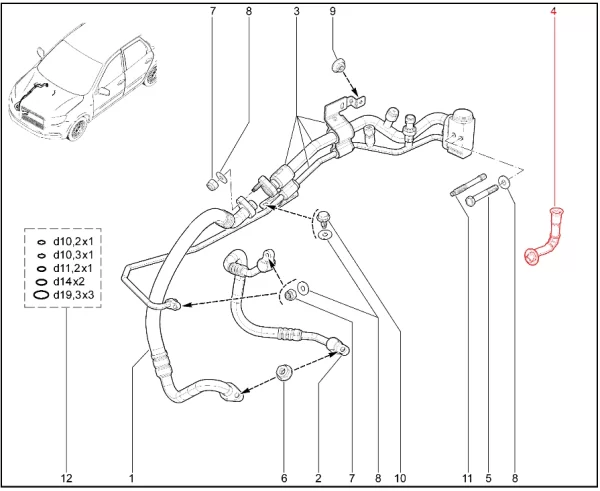 Шланг испарителя отводящий для Lada Granta, Kalina-2, Datsun