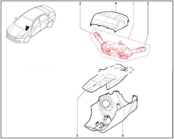 Модуль подрулевых переключателей 8450033827 для Lada Vesta, XRAY