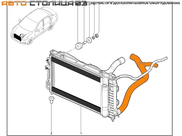 Патрубок радиатора охлаждения отводящий (тройник) для Lada Granta с АМТ