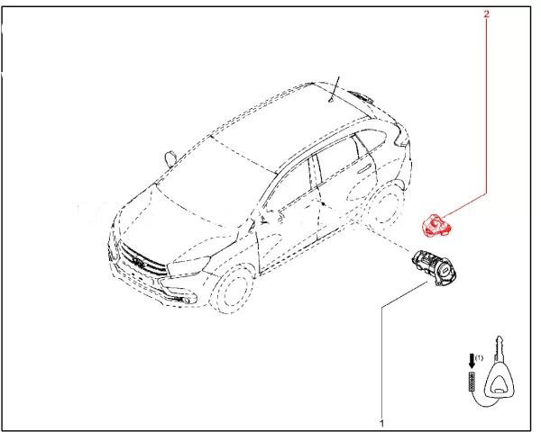 Рычаг замка передней двери для Lada XRAY