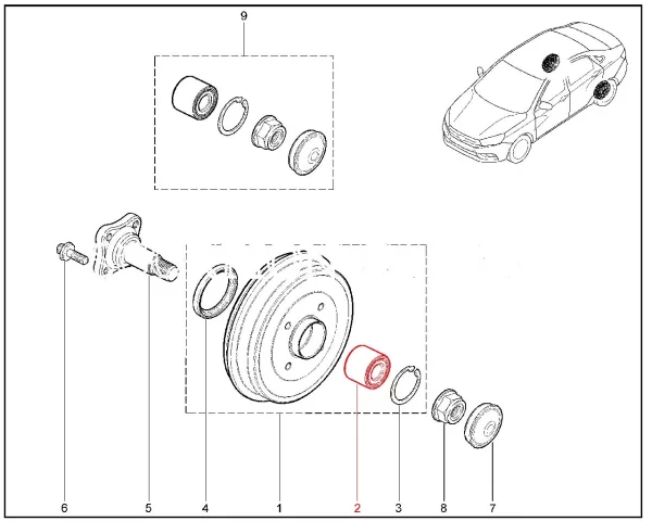 Подшипник ступицы заднего колеса 8450043410 для Lada Vesta, XRAY, Iskra