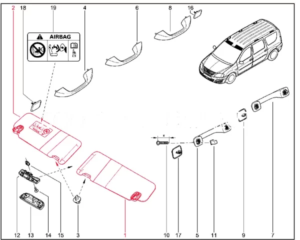 Козырек противосолнечный для Lada Largus FL, XRAY