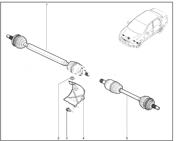 Привод переднего колеса в сборе (МКПП без АБС) для Lada Granta, Kalina
