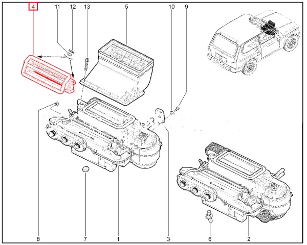 Распределитель воздухообогрева в сборе нового образца для Lada Niva Legend, 4x4, Urban