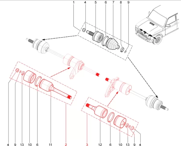 Комплект шарнира внутреннего (без АБС) для Lada Niva Travel