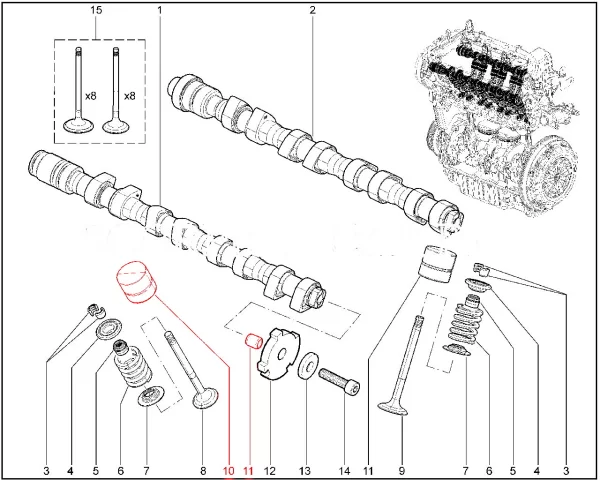 Комплект толкателей гидравлических в сборе двигателя ВАЗ 21179 (1.8л) 16шт