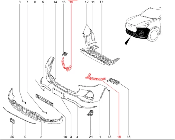 Кронштейн переднего бампера нижний T1e для XCITE X-Cross 7, Chery Tiggo 7 Pro