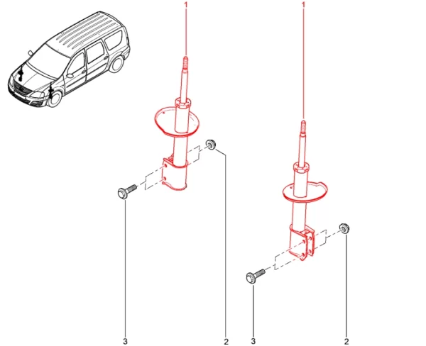Стойка телескопическая передней подвески в сборе для Lada Largus Cross