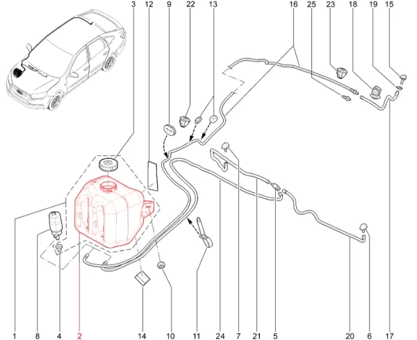 Бачок омывателя ветрового стекла для Lada Granta, Kalina-2