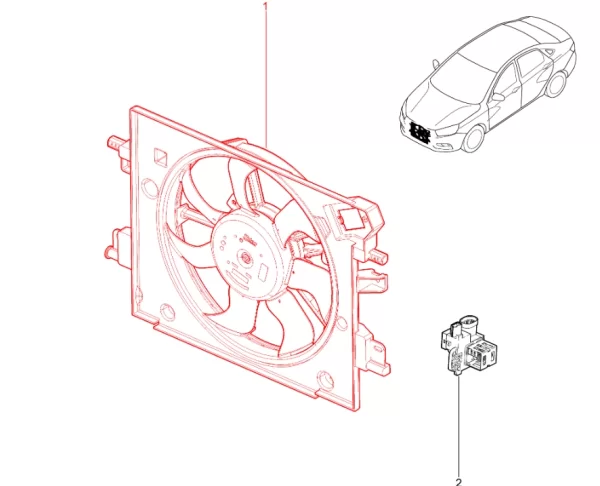 Электровентилятор с кожухом для Lada Vesta, Largus