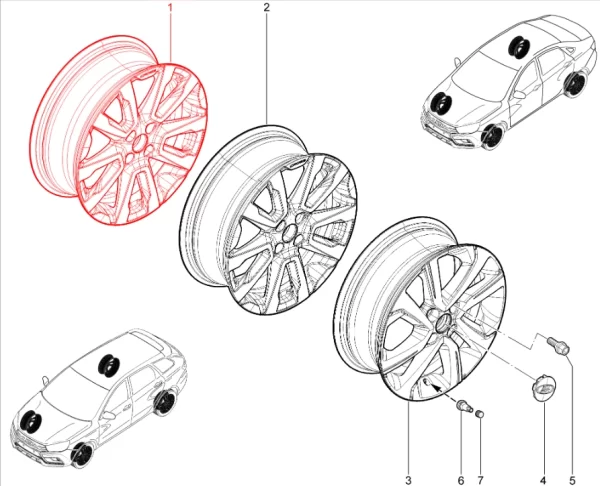 Колесо литое 6Jx16H2 8450040639 для Lada Vesta NG