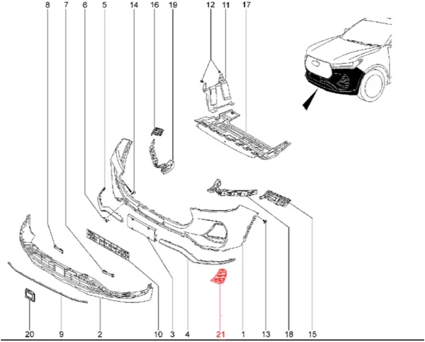 Накладка переднего бампера T1e для XCITE X-Cross 7, Chery Tiggo 7 Pro