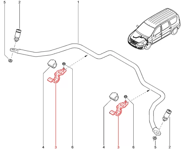 Кронштейн переднего стабилизатора для Lada Largus, XRAY