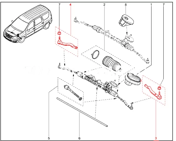Рулевая тяга LECAR для Lada Largus, XRAY, Renault