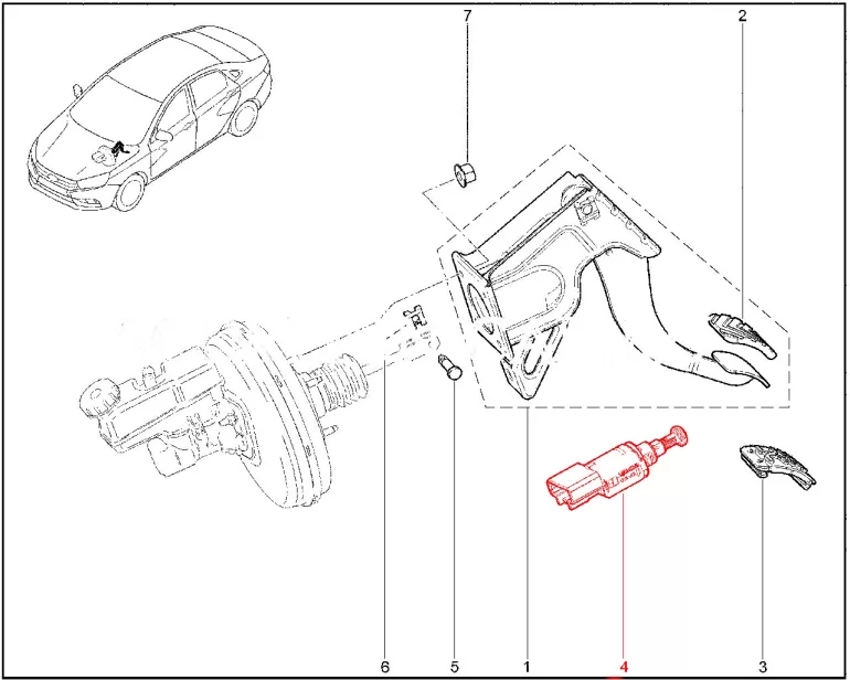 Как узнать артикул датчика педали тормоза Весты?