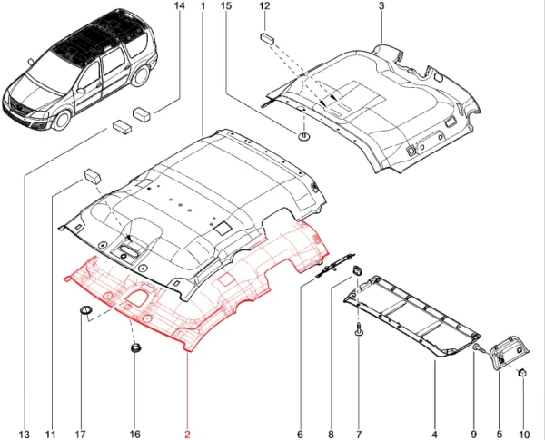 Передняя обивка крыши 8450091408 для Lada Largus FL
