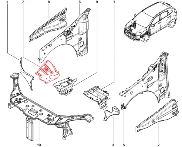 Арка колеса передняя в сборе для Lada Largus, XRAY